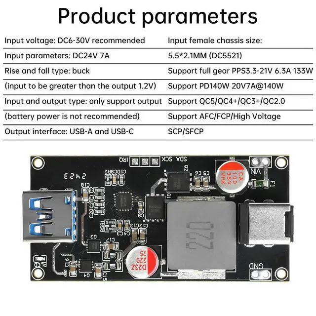 Alt view image 3 of 6 - PD3.1 PD3.0 140W PD Decoy Fast Charging Voltage Trigger Suppport QC4.0+/5.0 PD PPS FCP SCP SFCP AFC