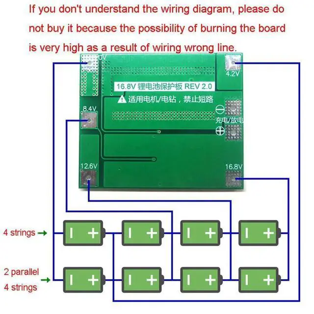 Alt view image 2 of 6 - 4S 40A Lithium Charger Protection Board BMS For Drill Motor 11.1V 12.6V/14.8V 16.8V Enhance Balance Power Tool