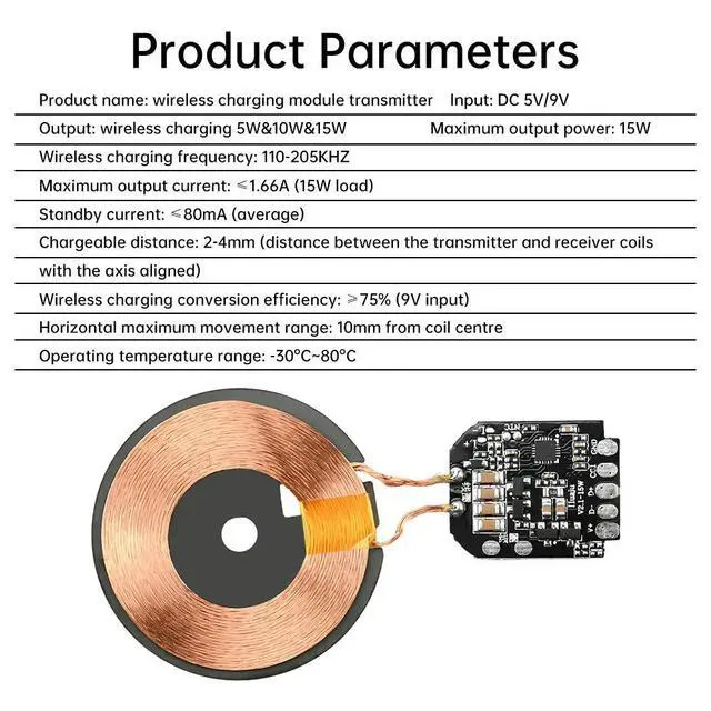 Alt view image 2 of 3 - 15W Charger Module Transmitter PCBA Circuit Board with for Qi Coil Support PD Fast Charger