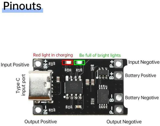 Main image of DC 4-8V 1.2A TP4056 Lithium Charger Module Charging Board With Protection Charger Module