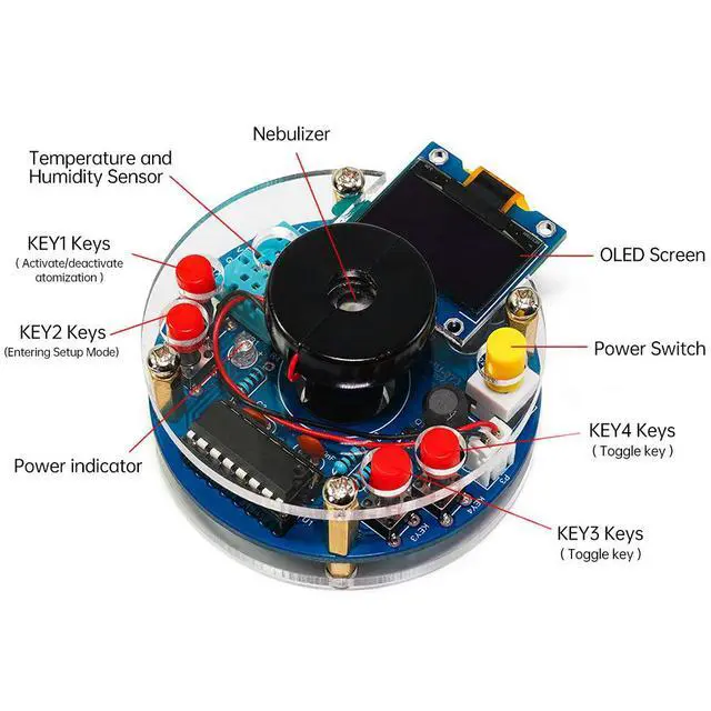 Alt view image 2 of 3 - OLED Display Temperature And Humidity Meter Module Spray Circuit Board USB Atomizing Electronic DIY Kit Welding Practice Kit