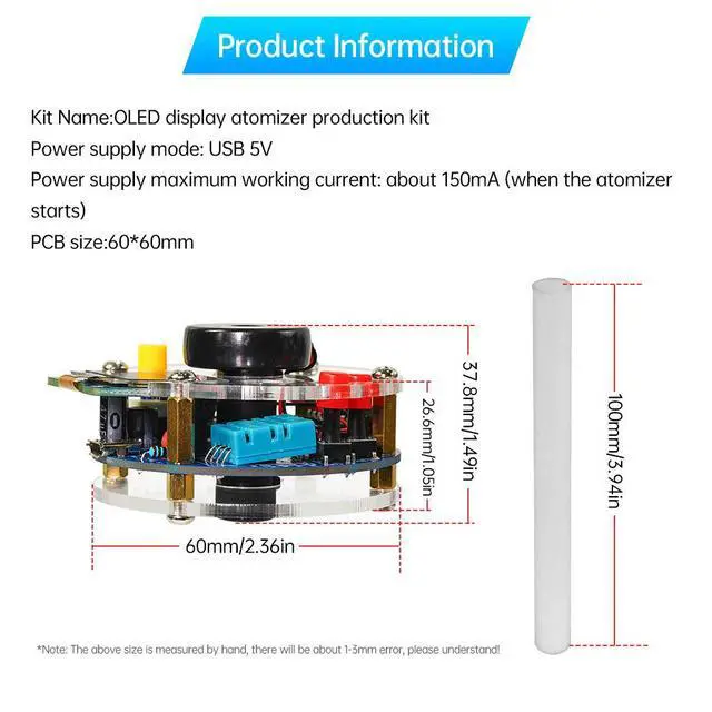 Alt view image 3 of 3 - OLED Display Temperature And Humidity Meter Module Spray Circuit Board USB Atomizing Electronic DIY Kit Welding Practice Kit