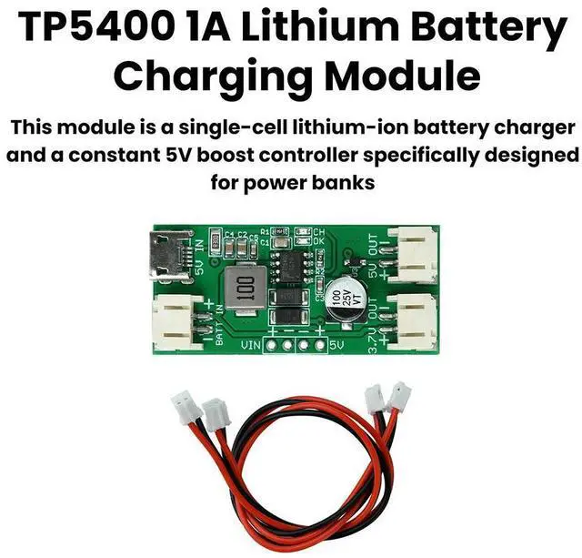 Main image of TP5400 1A Lithium Charging Module 5V 1A Step Up Module Micro USB Interface