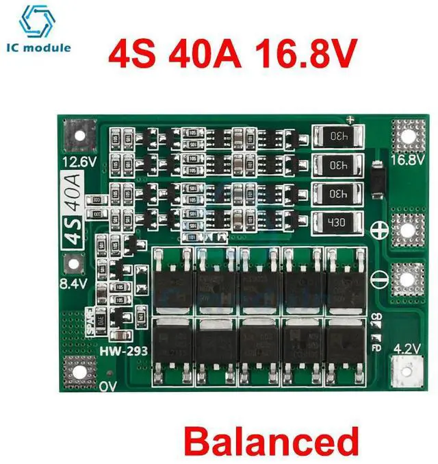 Main image of 4S 40A Li-ion Lithium Charger Protection Board BMS For Drill Motor 16.8V wiht Balance