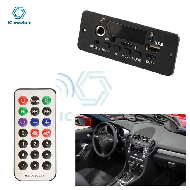 Alt view image 3 of 3 - DC 5V MP3 Player 2*5W Amplifier Blue-tooth MP3 Decoder Board Car Music Player FM Radio Handsfree Call Record Module Support Mic