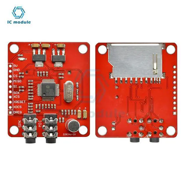 Alt view image 2 of 3 - VS1053 MP3 Module With SD Card Slot VS1053B Ogg Real-time Recording for Stereo Output and Mic Port 5V AMS1117 DIY KIT