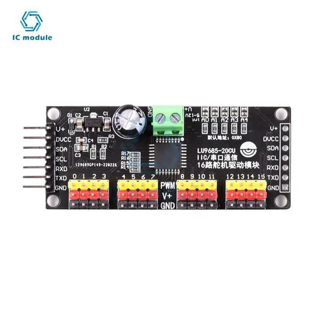 Alt view image 2 of 6 - LU9685 16 Channel PWM Servo Driver Board IIC Interface LU9685 Module Controller for Ar-duino Robot or Ra-spberry pi