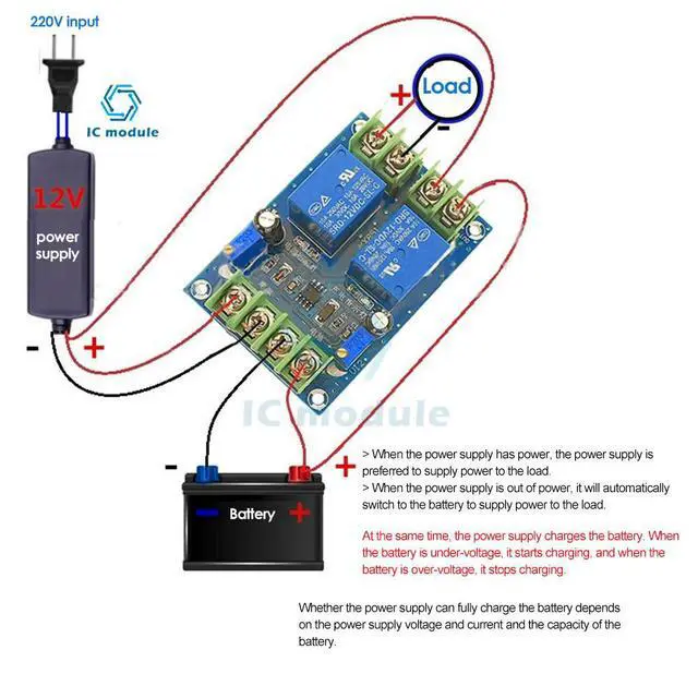 Alt view image 2 of 3 - Power Module Automatic Power Switching Module DC12V 10A Switch Module Emergency Power Supply Charging Controller