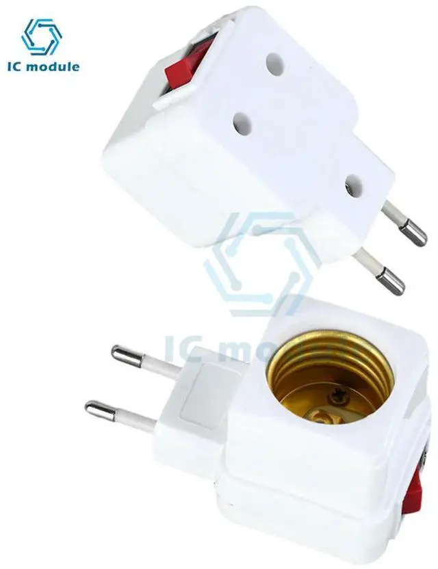 Main image of 1 Pcs E27 LED Light Lamp Bulbs Socket Base Holder EU Plug Adapter ON/OFF Switch White