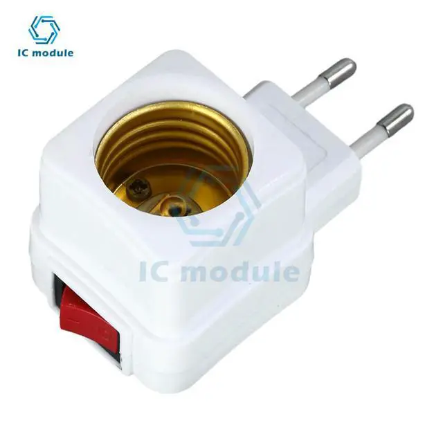 Alt view image 2 of 3 - 1 Pcs E27 LED Light Lamp Bulbs Socket Base Holder EU Plug Adapter ON/OFF Switch White