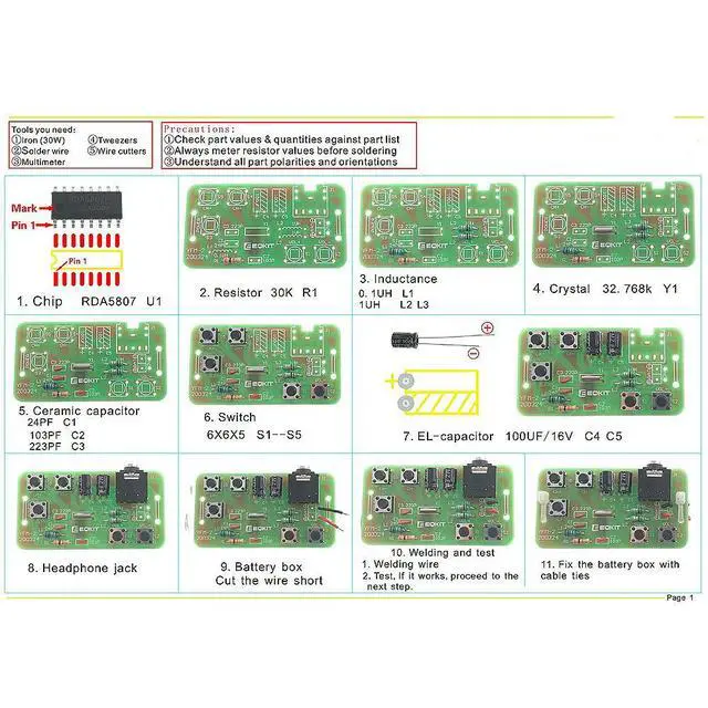 Alt view image 2 of 3 - 76-108MHz FM Stereo Radio DIY Kit FM Receiver Module Frequency Modulation Electronics Soldering Practice Project