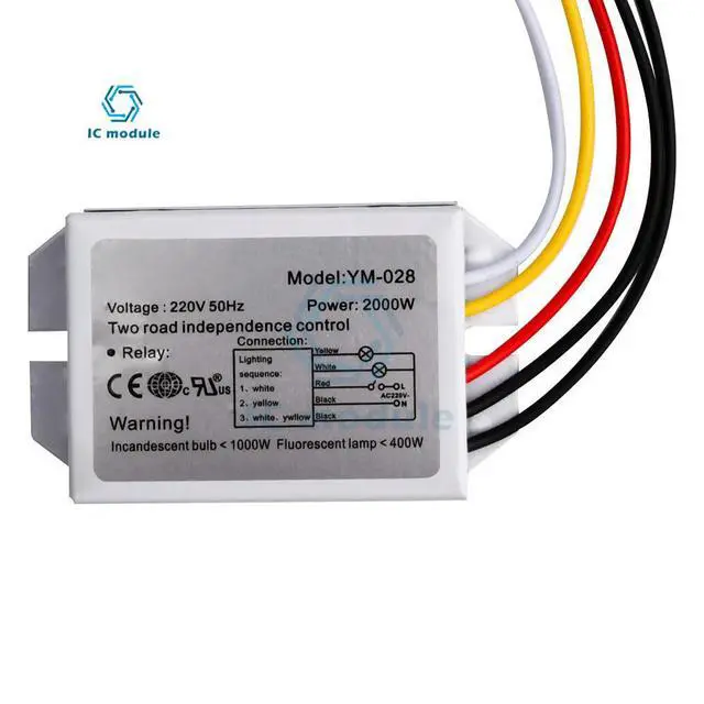 Alt view image 2 of 3 - 220V two-Ways 3-Sections Digital Subsection Switch 2-way group segmenter for Ceiling Light Independence Control Section Switch