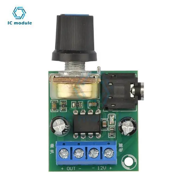 Alt view image 2 of 3 - LM386 10W Audio Amplifier Board Mono 3.5mm DC 3-12V Volume Control Mini AMP Module Adjustable Volume 1PC Sound amplifier board