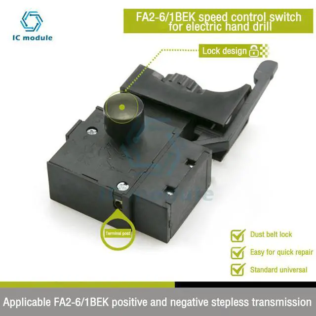 Alt view image 2 of 3 - 1PC FA2-6/1BLock On Power Tool Electric Drill Speed Control Trigger Button Switch 6(6)A 250V 5E4