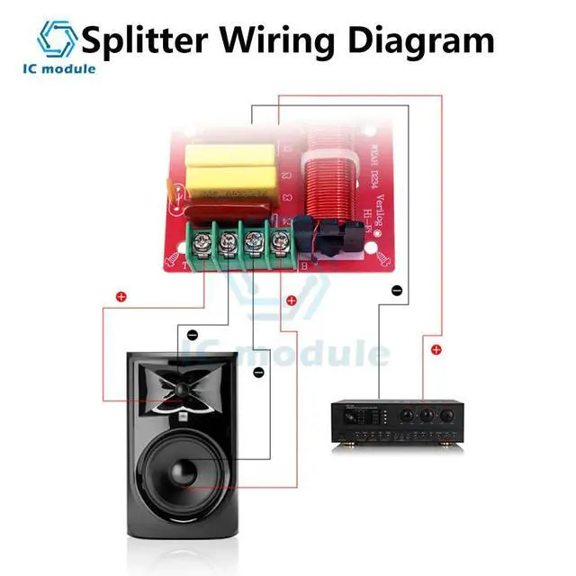 Alt view image 2 of 3 - Speaker Frequency Divider Board 2 Way Treble Bass Hi-Fi Audio Crossover Filter Frequency Distributor DIY Module
