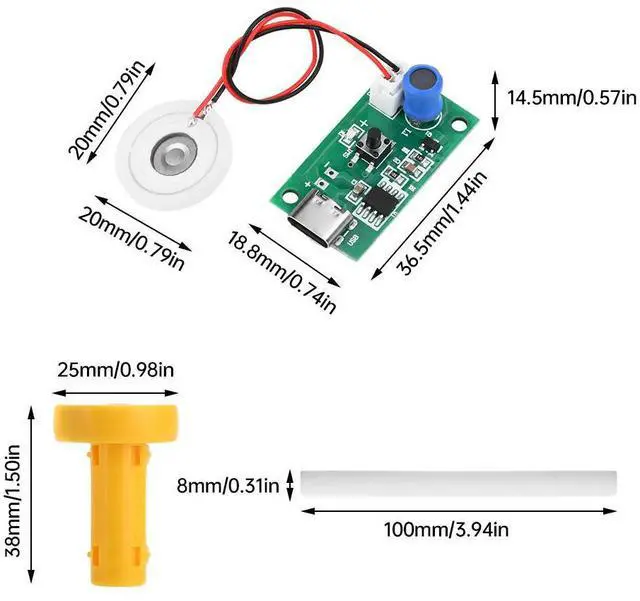 Main image of Type-C Ultrasonic Mist Maker Transducer Film Plate Accessories Humidifier Rubber Gasket Interface