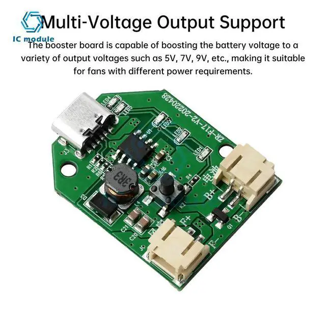 Alt view image 2 of 3 - Type C USB Charging Small Fan Circuit Board 9V Boost Three Speed Stepless Speed Regulation Charging Handheld Fan Control Board