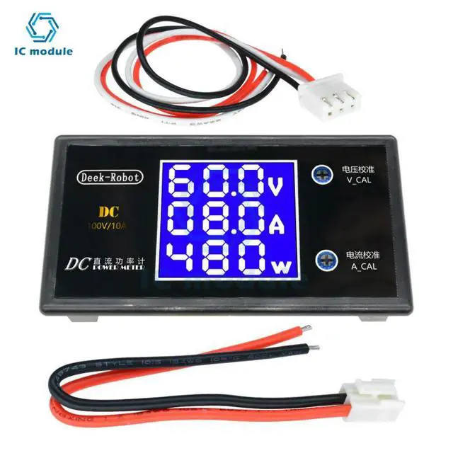 Alt view image 2 of 3 - LCD Digital Voltmeter Ammeter Wattmeter Voltage Current Power Meter Volt Detector Tester Monitor DC 0-500V 10A 1000W 12V 24V 36V