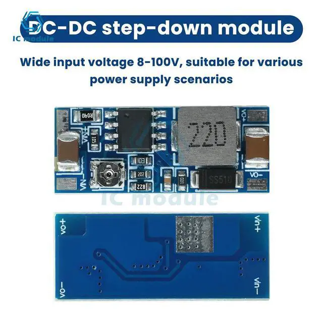 Alt view image 2 of 3 - Adjustable DC-DC Step-down Module 8-100V to 5-20V Power Module High Current 2A Small Volume for Electronics