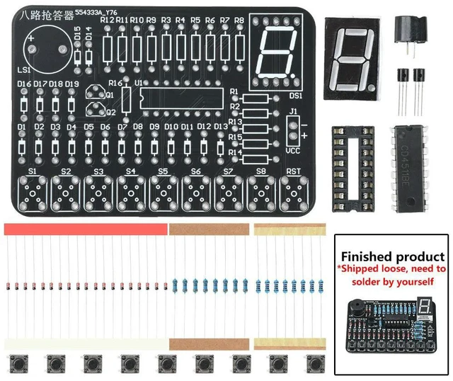 Main image of Small Blackboard Eight-way Transponder Kit SYB52 Multi-way Robotic Test Practical Training elding Electronic Fabrication Kit