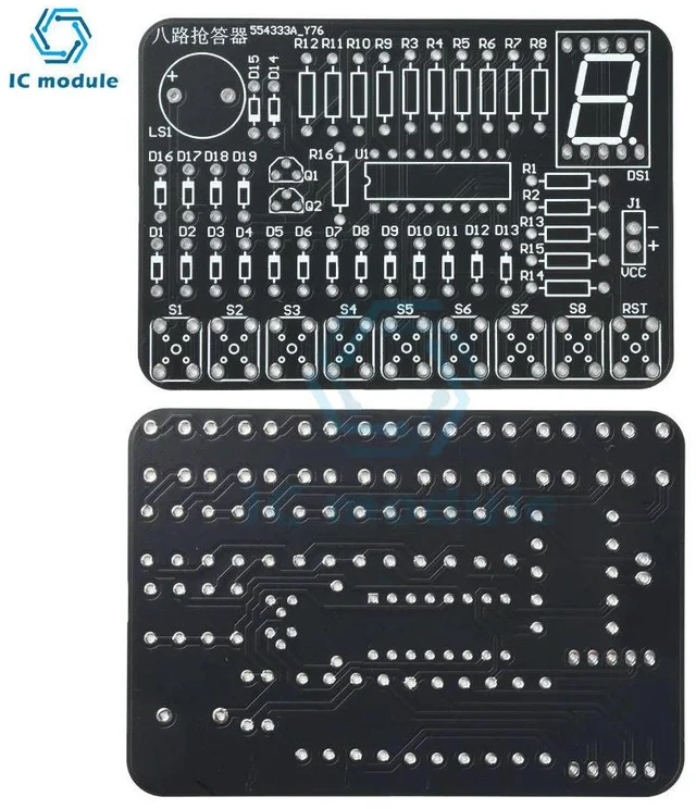 Alt view image 3 of 3 - Small Blackboard Eight-way Transponder Kit SYB52 Multi-way Robotic Test Practical Training elding Electronic Fabrication Kit