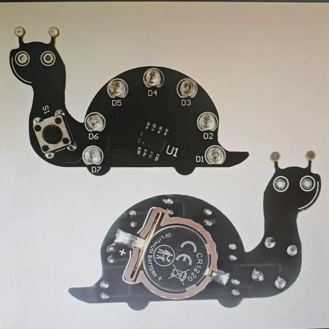 Alt view image 2 of 3 - Snail-Shaped LED Soldering Practice Kit - 7 LEDs with 6 Lighting Modes - Beginner DIY Electronics Training Board