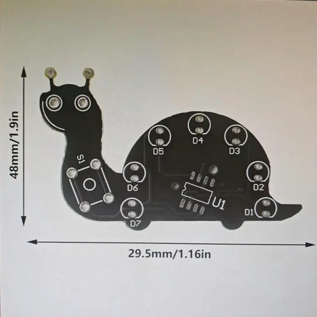 Alt view image 3 of 3 - Snail-Shaped LED Soldering Practice Kit - 7 LEDs with 6 Lighting Modes - Beginner DIY Electronics Training Board