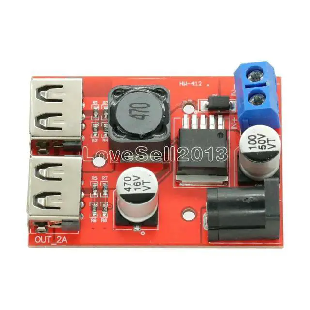 Alt view image 6 of 6 - LM2596 LM2596S Dual USB DC-DC 9V 12V 24V 36V to 5V 3A Step Down Buck Converter Board Car Charger Solar Power Supply Module