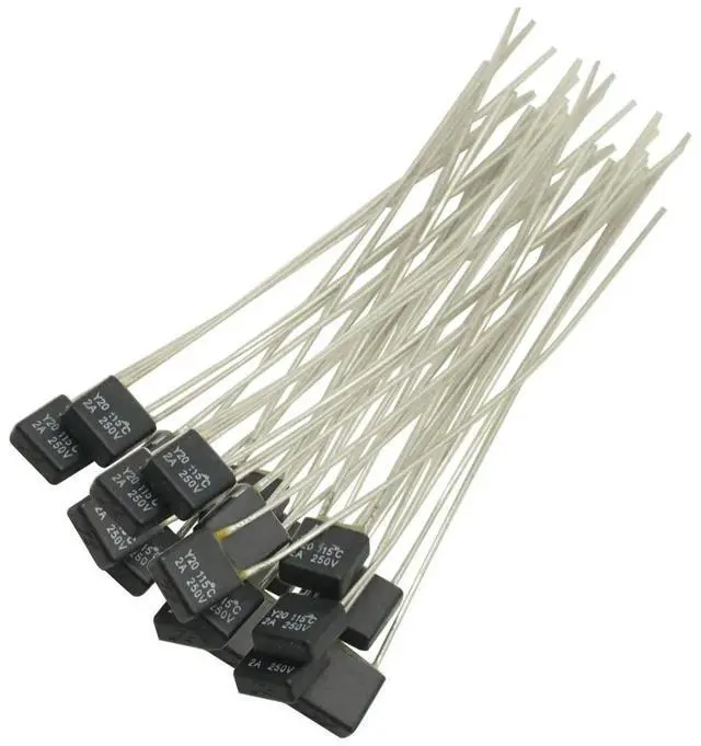 Alt view image 6 of 6 - 10Pcs RH115 250V 2A 115C Double Lead Temperature Control Thermal Fuse