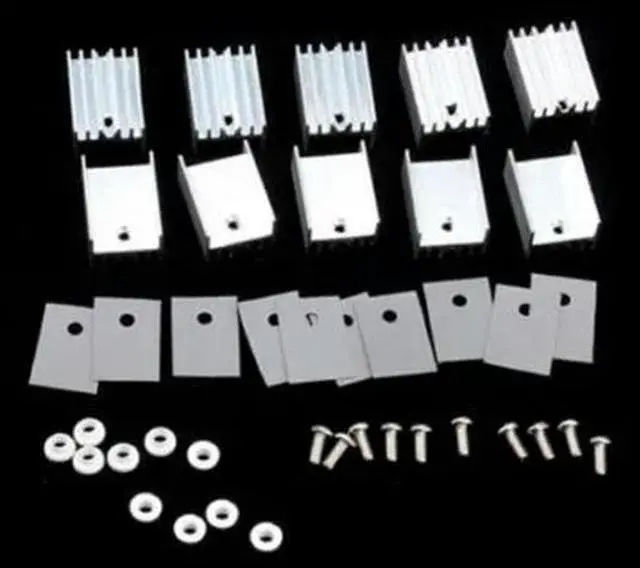 Main image of 10PCS TO-220 Silver Heatsink Heat Sink for Voltage Regulator or MOSFET