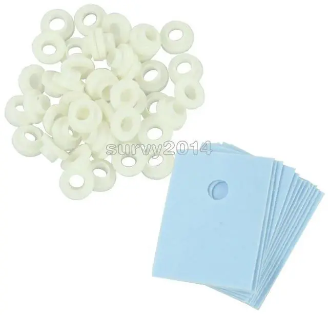 Main image of 100Pcs TO-220 Transistor Plastic Insulation Washer + 100Pcs TO-220 Isolated Silicone Pad Sheet Strip