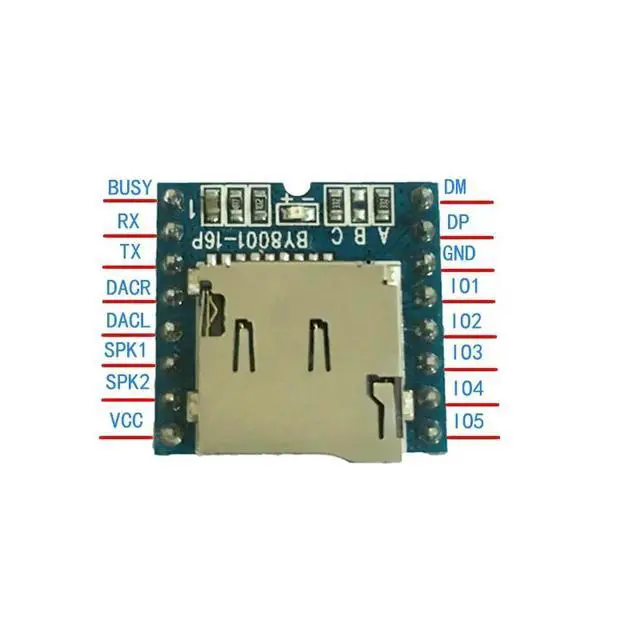 Alt view image 2 of 4 - 1PCS TF Micro SD U-Disk BY8001-16P MP3 Player Audio Voice Module Board 3.3V 5V for