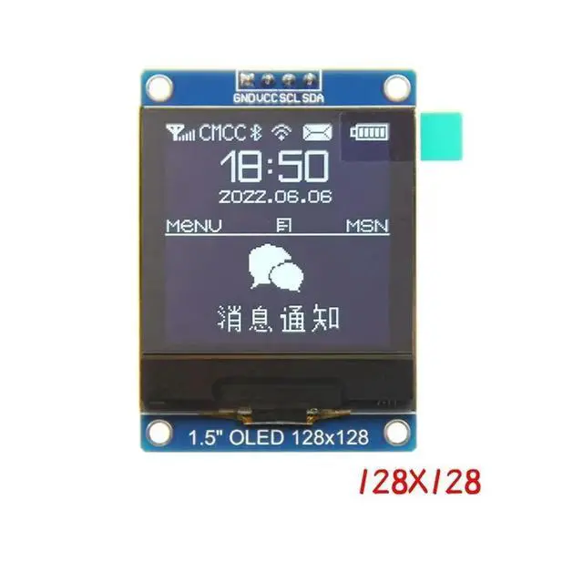 Alt view image 2 of 6 - 1.5 inch 4PIN OLED module Display Screen SH1107 Drive IC 128*128 IIC I2C Interface for 51 STM32 P22101 P22102