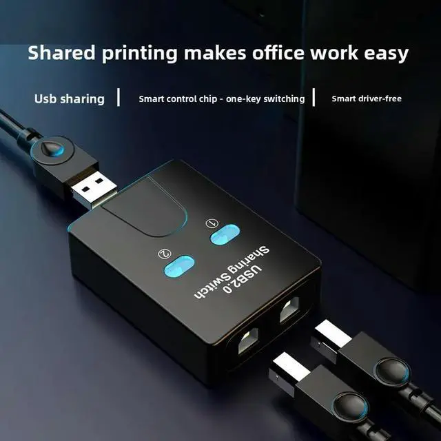 Alt view image 3 of 3 - USB 2.0 2 Ports Hub USB Switch Printer Sharer Two Computers Splitter U in Share Printer Disk Device Share 2 USB 1out 1