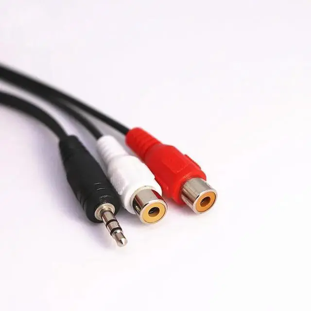 Alt view image 2 of 3 - Copper 3.5mm Male Jack 3.5 Mm Aux Auxiliary Cable Cord To AV 2 RCA Female Stereo Music Audio Cable