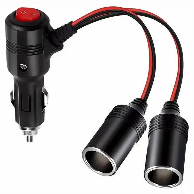Main image of Car Cigarette Lighter 12V 24V Splitter Adapter W/ on Off Switch 1 Male To 2/3 Female Sockets Y Splitter Car Accessories