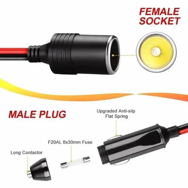 Alt view image 3 of 3 - Car Cigarette Lighter 12V 24V Splitter Adapter W/ on Off Switch 1 Male To 2/3 Female Sockets Y Splitter Car Accessories