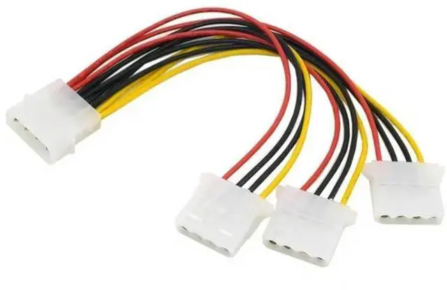 Main image of 4Pin IDE Power Cables HY1578 4 Pin Molex Male To 3 Port Molex IDE Female Power Supply Splitter Adapter Cable