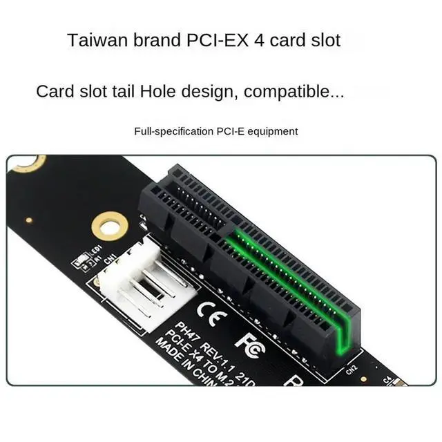 Alt view image 3 of 3 - est NGFF M.2 To PCI-E 4X Riser Card M2 M Key To PCIe X4 Adapter with LED Indicator SATA Power Riser for Bitcoin Miner Mining