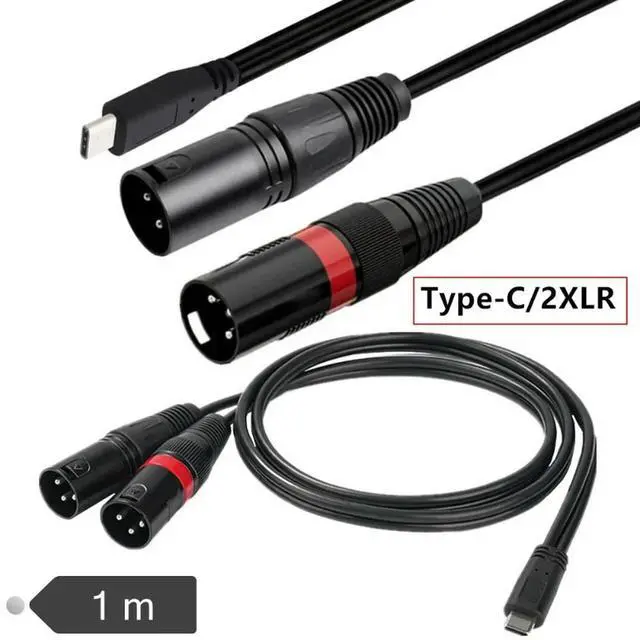 Alt view image 2 of 3 - USB Type C Male To 2 XLR Male Amplifier Stereo Audio Cable for phones Laptop