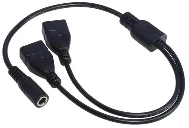 Alt view image 2 of 3 - DC Cord 5.5*2.1mm Female To Dual USB Female Extension Cable Power Splitters Supply Adapter Charger Converter