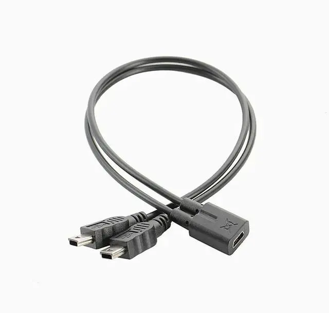Main image of Mini USB 5Pin Female To Mini Usb 5pin Male + Micro USB Male Y Splitter 1 To 2 Converter Charging Cable 30CM