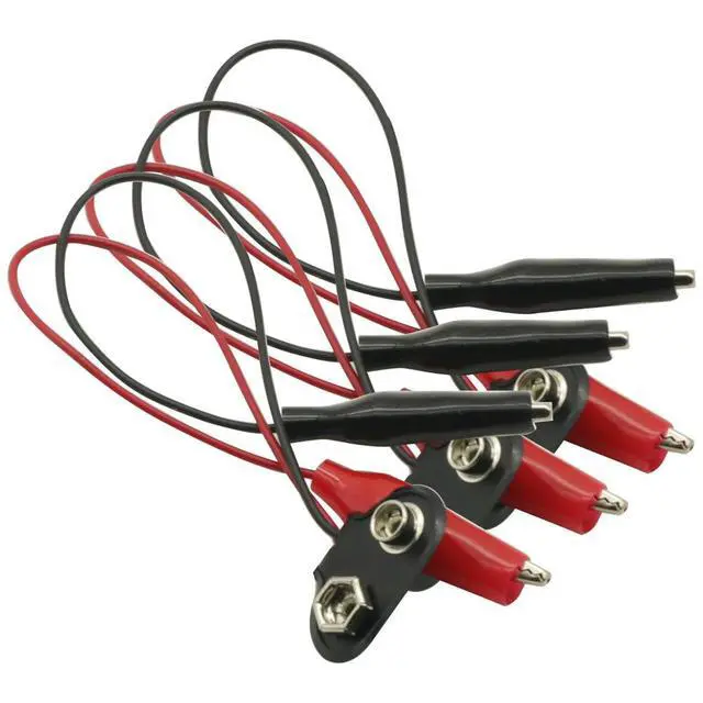 Alt view image 3 of 3 - 3PCS 9V Snap Connector to Dual Wire Clips Cable Alligator Clip Cable