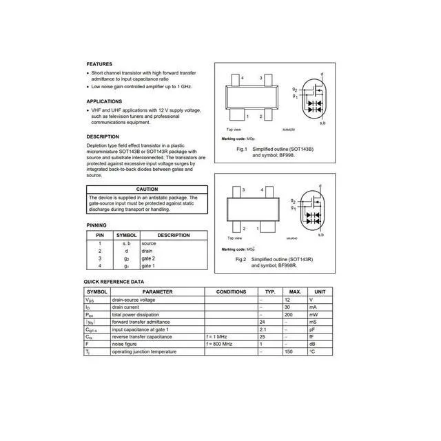 Alt view image 3 of 3 - 10PCS BF998R SOT143 BF998 SOT-143 SOT SMD MOS FET transistor