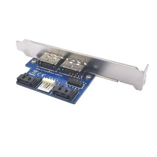 Alt view image 3 of 3 - Riser Card Desktop Computer Dual Port SATA to Power ESATA ESATAp 9Pin to USB 2.0 Converter Expansion Rear Bracket Card