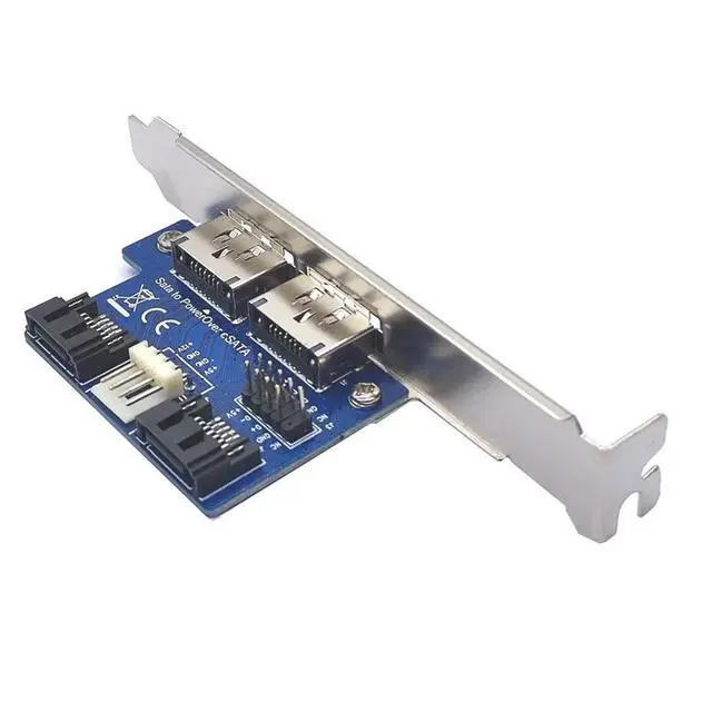 Alt view image 2 of 3 - Riser Card Desktop Computer Dual Port SATA to Power ESATA ESATAp 9Pin to USB 2.0 Converter Expansion Rear Bracket Card