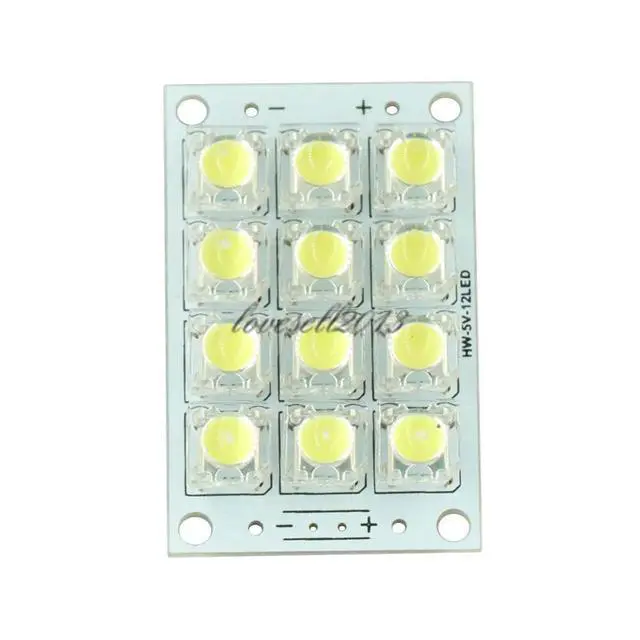 Alt view image 2 of 3 - DC 3V-5V 12 LED Super Bright White LED Piranha Board Night LED Lights Lamp Module Board Diy Kit