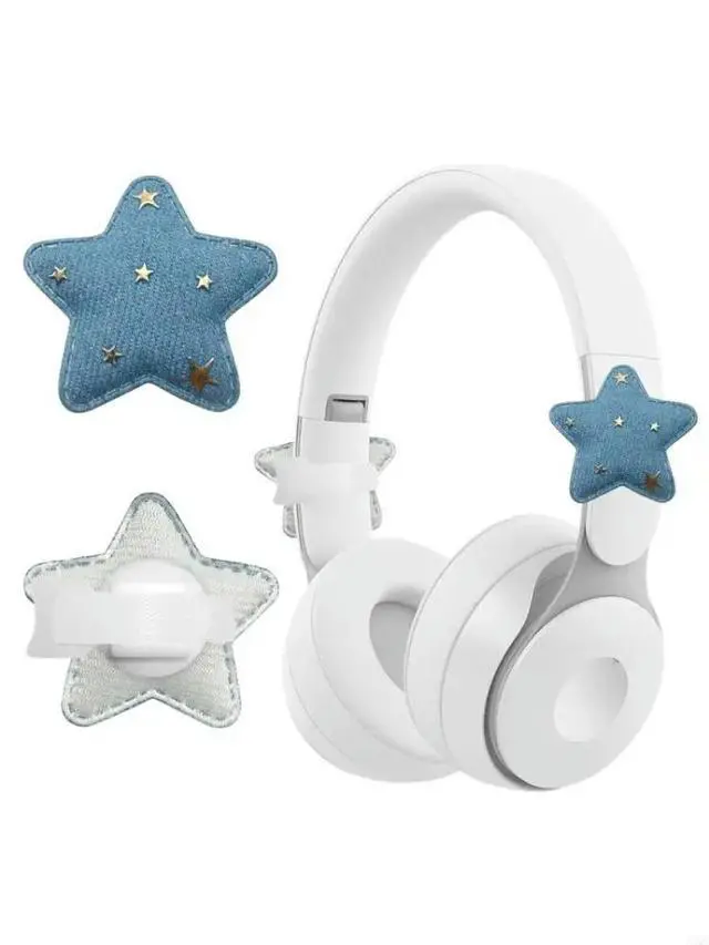 Alt view image 4 of 6 - Stylish Blue Checkered Star Pattern Headsets Accessory Universal For Headphones