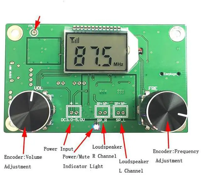 Main image of FM Radio Receiver Module Frequency Modulation Stereo Receiving PCB Circuit Board With Silencing LCD Display 3-5V LCD Module