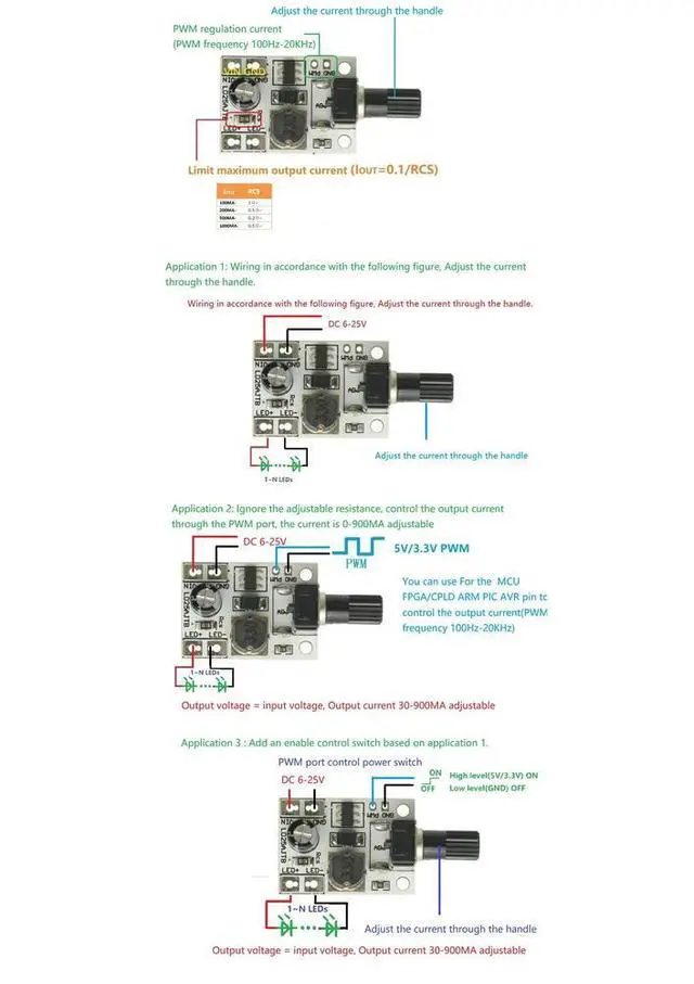 Alt view image 3 of 3 - DC 6-25V 20-900MA Multifunction Handle Adjustment LED Driver Module PWM Controller Step-down Constant Current Converter